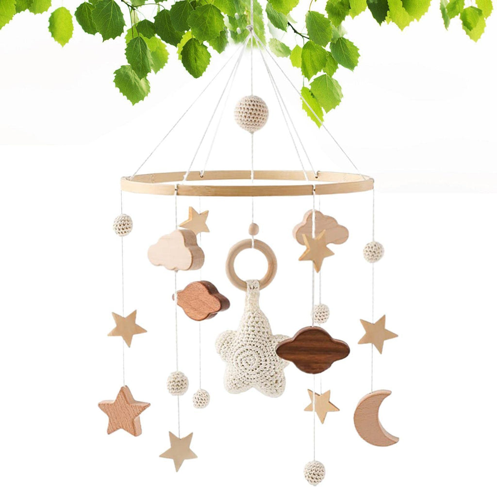Mobile für Stubenwagen, Childbett Kinderzimmer Mobile für Jungen und Mädchen, Holzperle Bettanhänger Filzkugel Kinderzimmer Wohnzimmer Dekoration Geschenk für Jungen