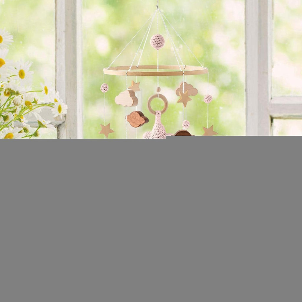 Mobile für Stubenwagen, Childbett Kinderzimmer Mobile für Jungen und Mädchen, Holzperle Bettanhänger Filzkugel Kinderzimmer Wohnzimmer Dekoration Geschenk für Jungen
