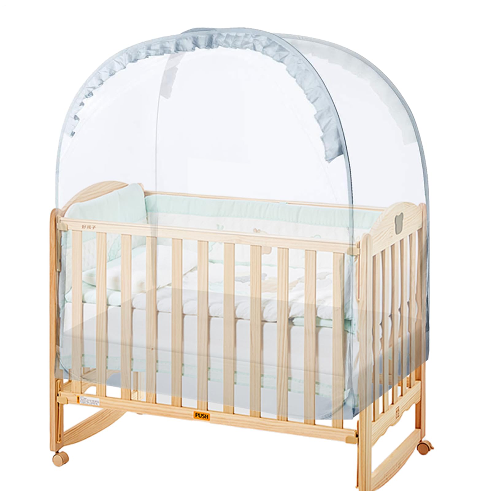 Kinderbett-Abdeckung, atmungsaktiver Netz-Bettschutz, Sicherheitsbarriere, 70 x 130 x 140 cm, hält das Baby vom Herausklettern, tragbares Kindergartenzelt, Schlafzimmer, Schule, Reisen, Schlafen im