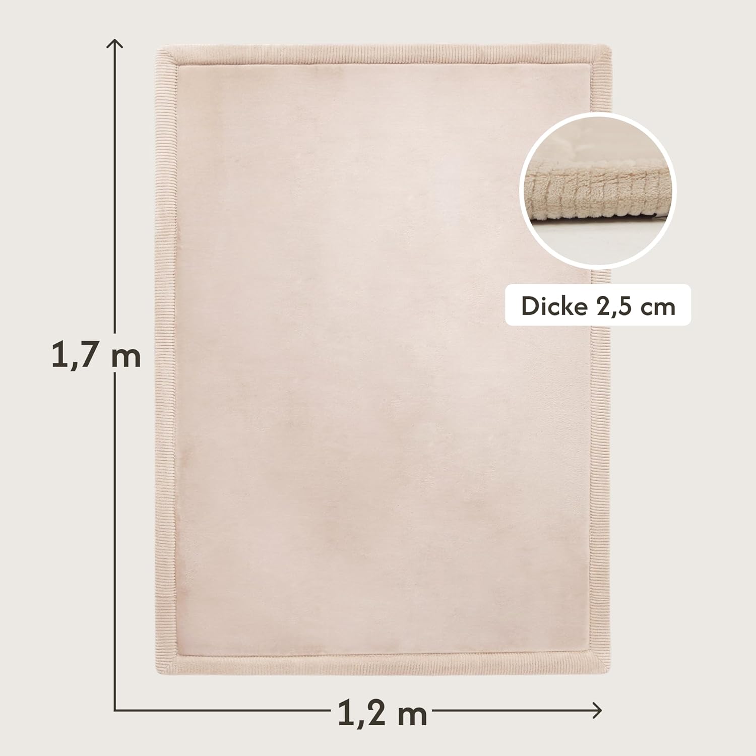 Hakuna Matte Wolkenweiche Spielmatte Baby 170 x 120 x2,5cm, beige – Teppich für Kinderzimmer mit hochwertigem Memory-Schaum – Krabbelmatte Baby mit Rutschfester Unterseite – Krabbeldecke, Tatami Matte
