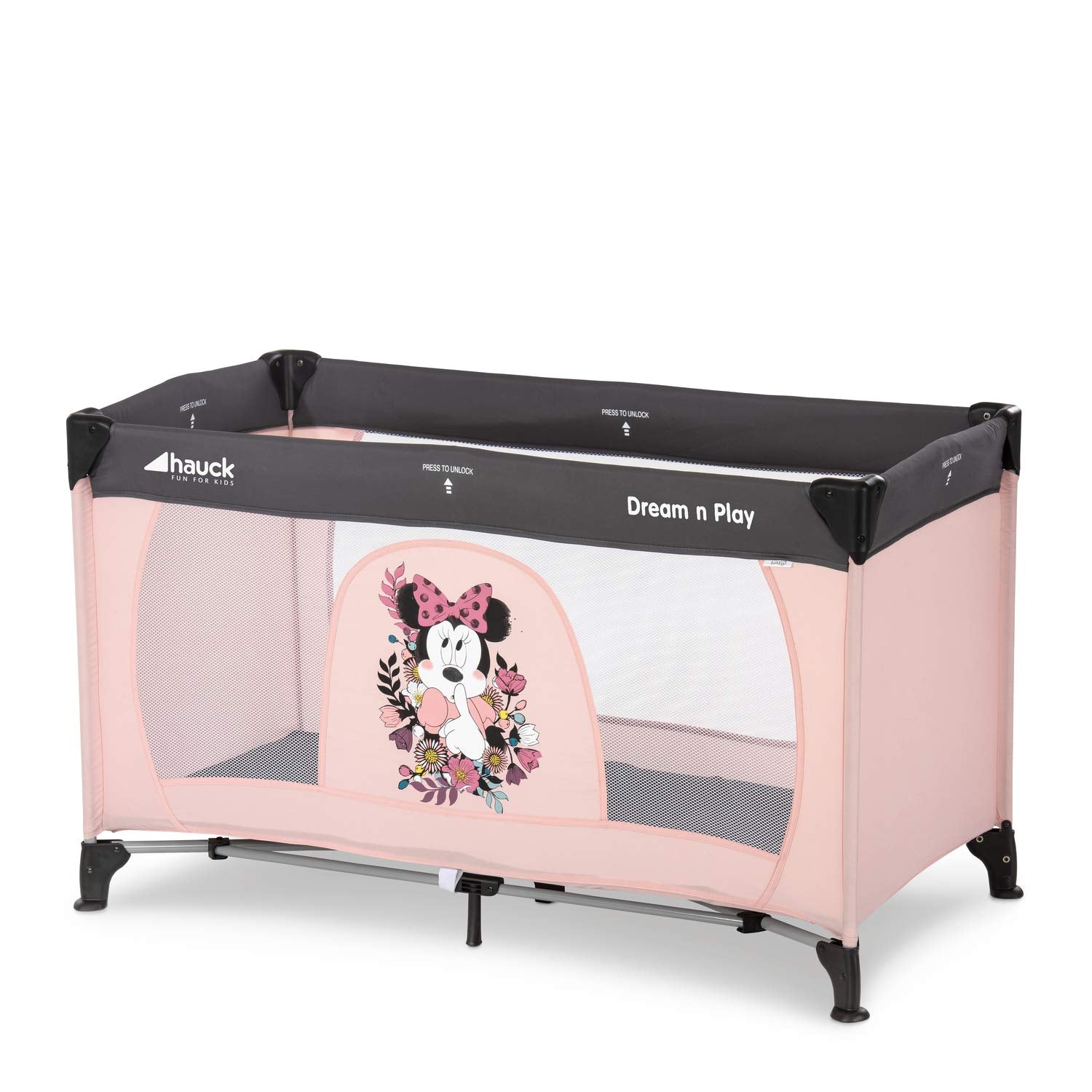 hauck Dream N Play, Beige - Baby & Kinder Reisebett mit Tragetasche ab Geburt bis 15 kg, Schnell & Kompakt Faltbar, Große Netzfenster