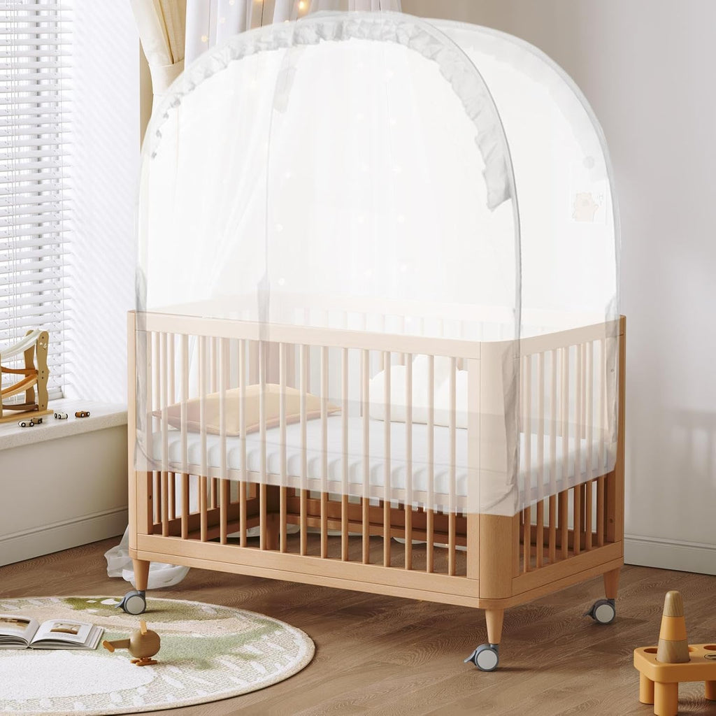 Kinderbett-Abdeckung, atmungsaktiver Netz-Bettschutz, Sicherheitsbarriere, 70 x 130 x 140 cm, hält das Baby vom Herausklettern, tragbares Kindergartenzelt, Schlafzimmer, Schule, Reisen, Schlafen im