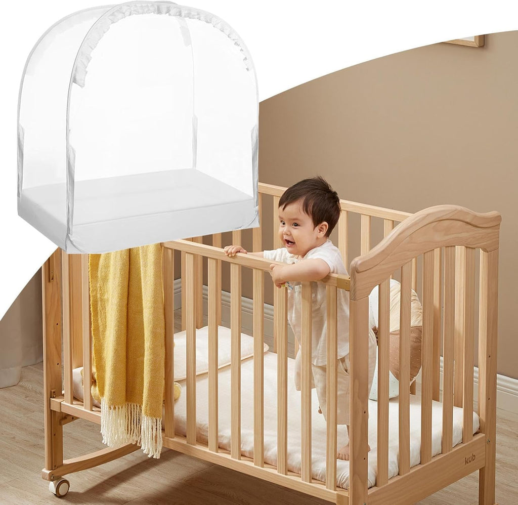 Kinderbett-Abdeckung, atmungsaktiver Netz-Bettschutz, Sicherheitsbarriere, 70 x 130 x 140 cm, hält das Baby vom Herausklettern, tragbares Kindergartenzelt, Schlafzimmer, Schule, Reisen, Schlafen im
