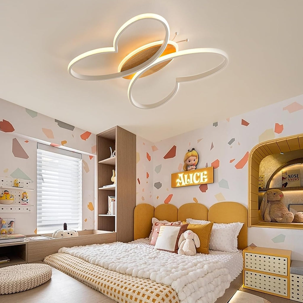 LED Deckenleuchte Schlafzimmer, 58CM Deckenlampe Kinderzimmer Dimmbar mit Fernbedienung 3000K-6000K, 58W Kreativen Schmetterling Kinderzimmer Lampe Decke für Schlafzimmer Wohnzimmer