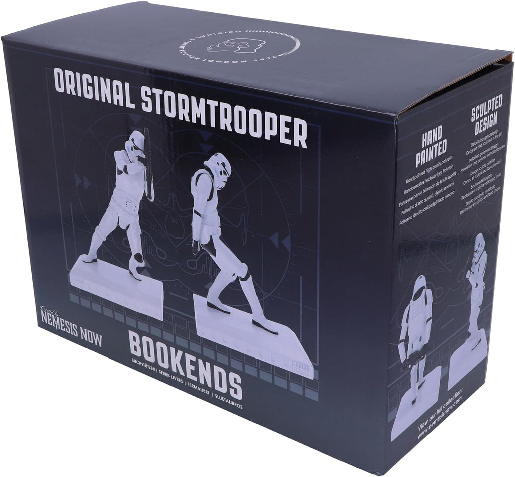 Nemesis Now Offiziell lizenzierte The Original Stormtrooper-Buchstützen-Figuren, Harz, weiß, 18.5cm