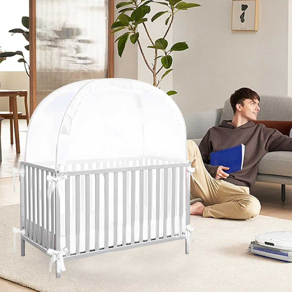 Kinderbett-Abdeckung, atmungsaktiver Netz-Bettschutz, Sicherheitsbarriere, 70 x 130 x 140 cm, hält das Baby vom Herausklettern, tragbares Kindergartenzelt, Schlafzimmer, Schule, Reisen, Schlafen im