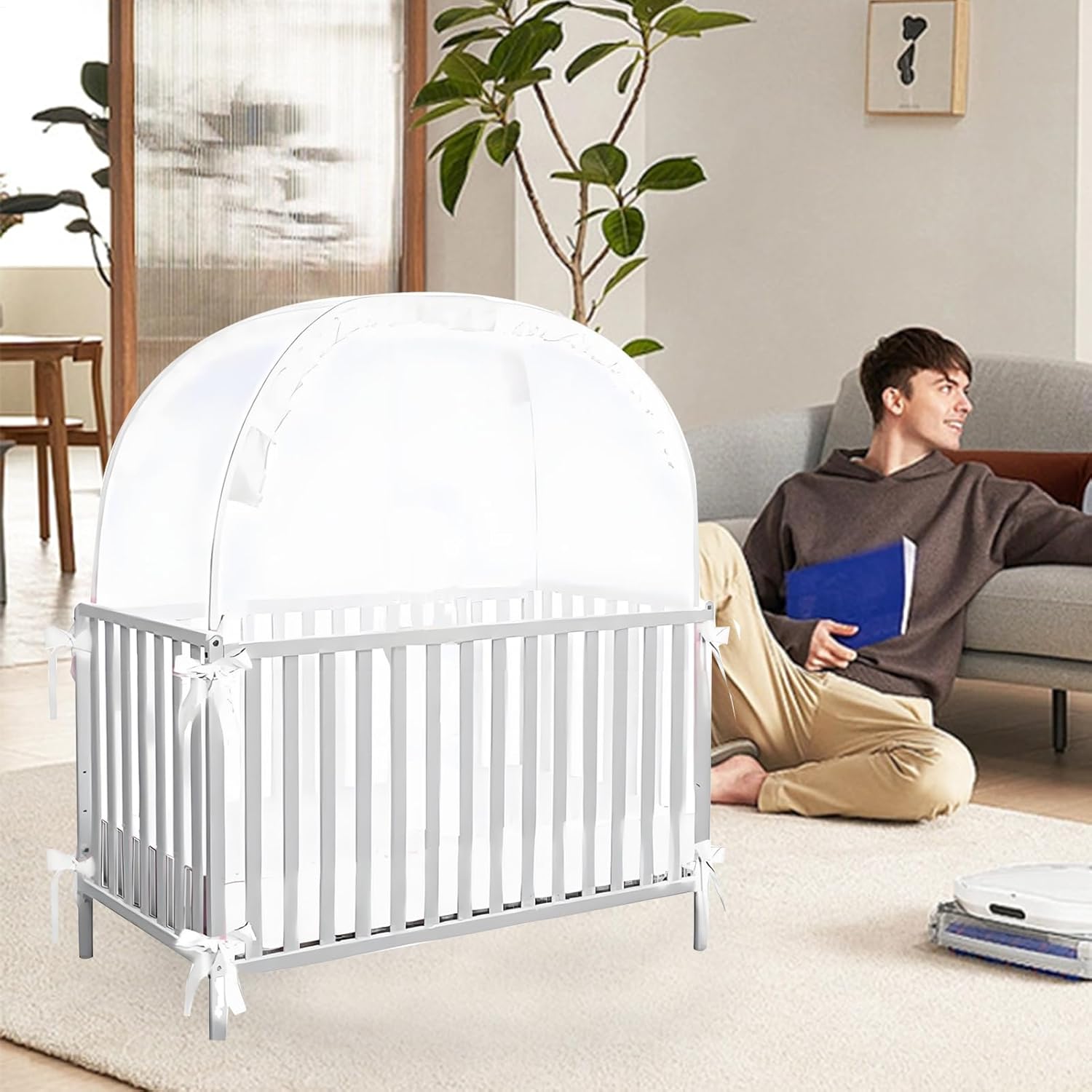 Kinderbett-Abdeckung, atmungsaktiver Netz-Bettschutz, Sicherheitsbarriere, 70 x 130 x 140 cm, hält das Baby vom Herausklettern, tragbares Kindergartenzelt, Schlafzimmer, Schule, Reisen, Schlafen im